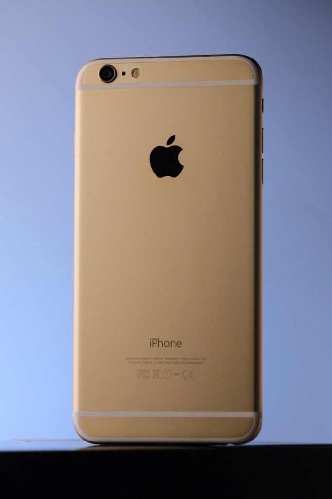 Gold iPhone 6s plus on a blue background