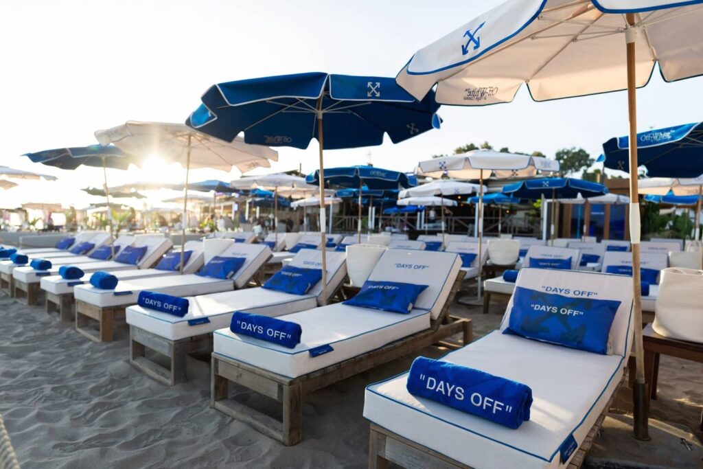Off-White 'Days Off' takeover at La Plage Casanis beach club, Marbella