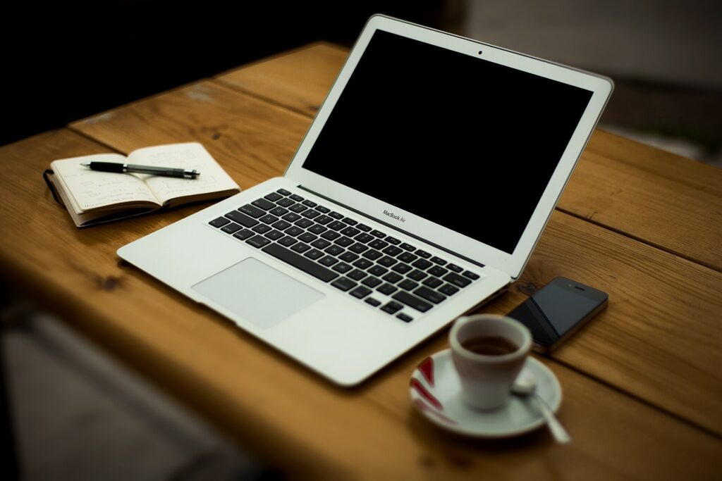 A desk set up for working from home