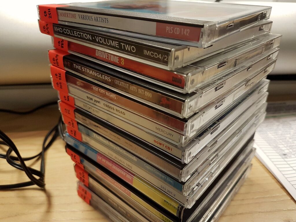 A stack of compact discs